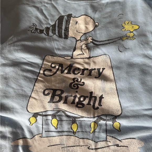 Peanuts Merry & Bright Blue Crop SweatShirt - Picture 2 of 3